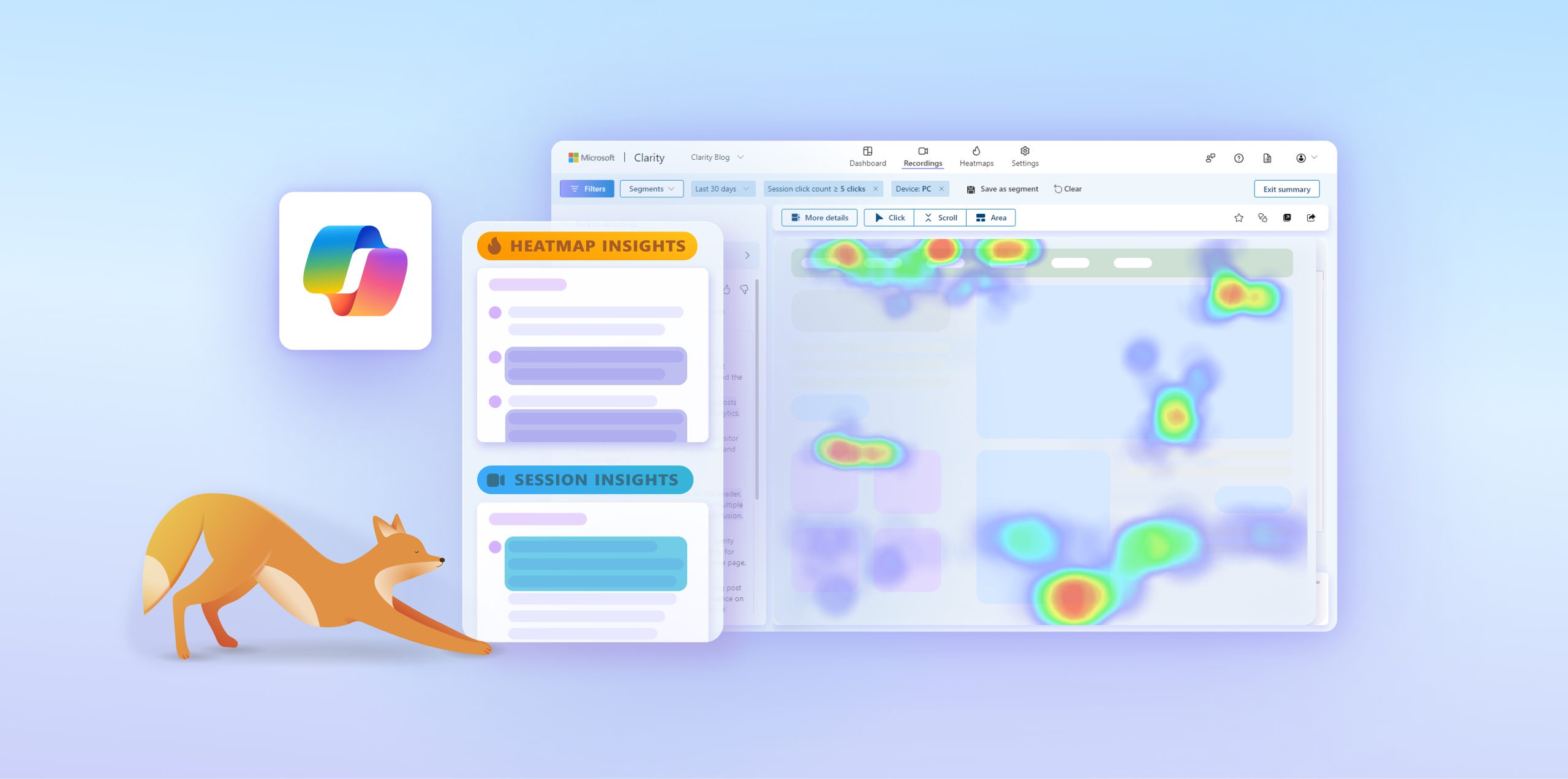 Microsoft Clarity heatmap tracking example.